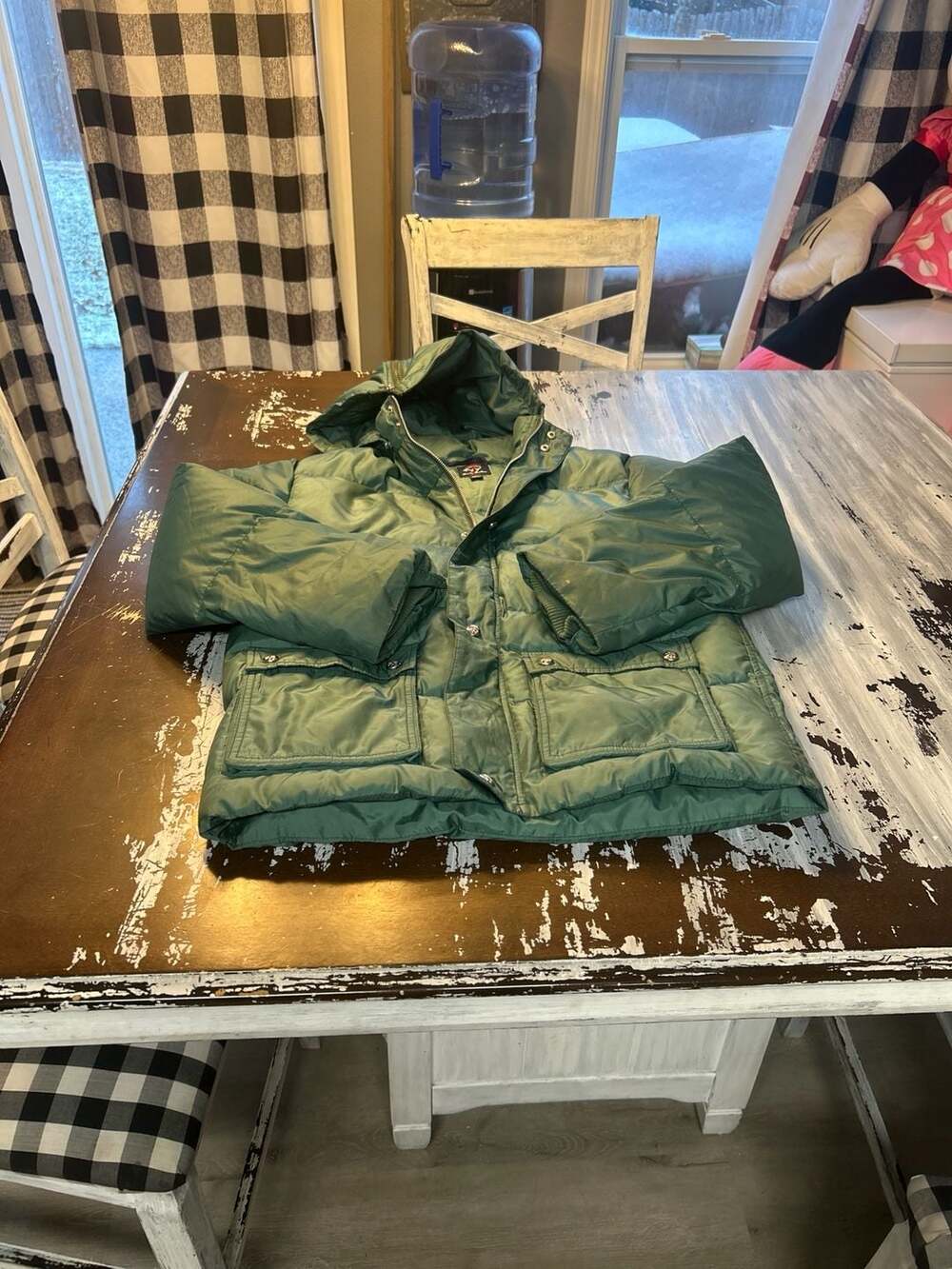 Vintage Brooks Brothers Fleece Green Hooded Down Puffer Jacket Size L